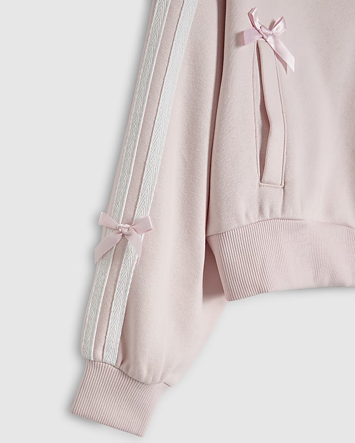 Girls Pink 02 Bow Zip Up Hoodie