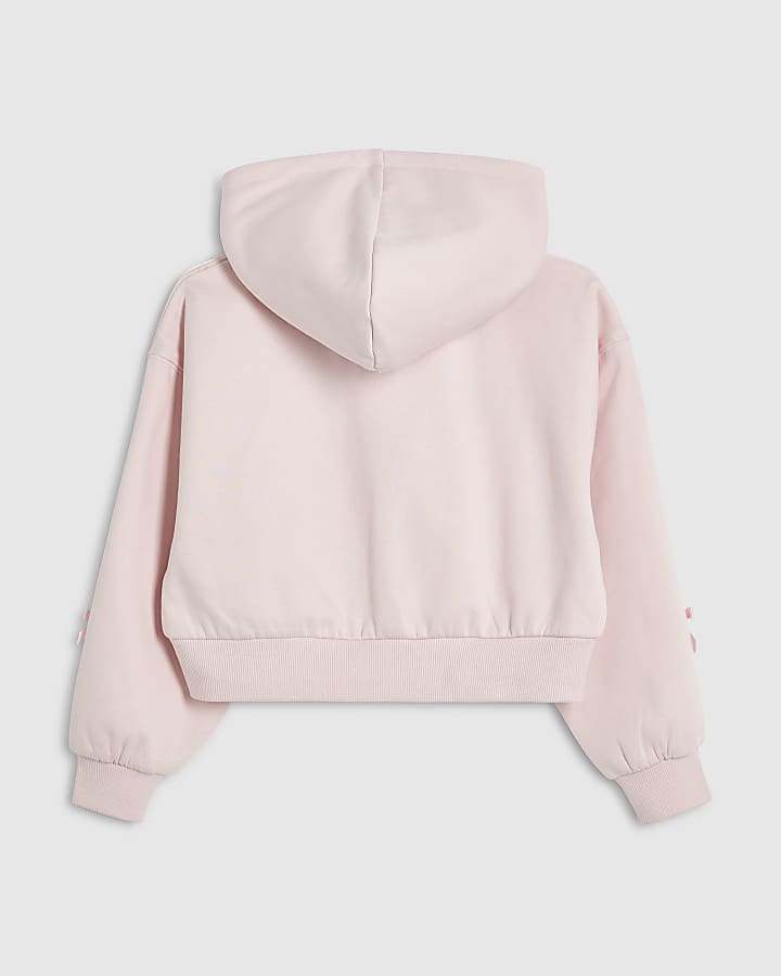 Girls Pink 02 Bow Zip Up Hoodie