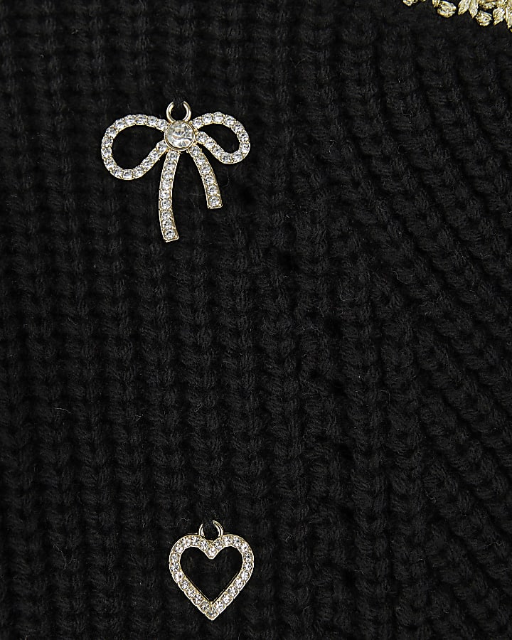 Girls Black Charm Jumper