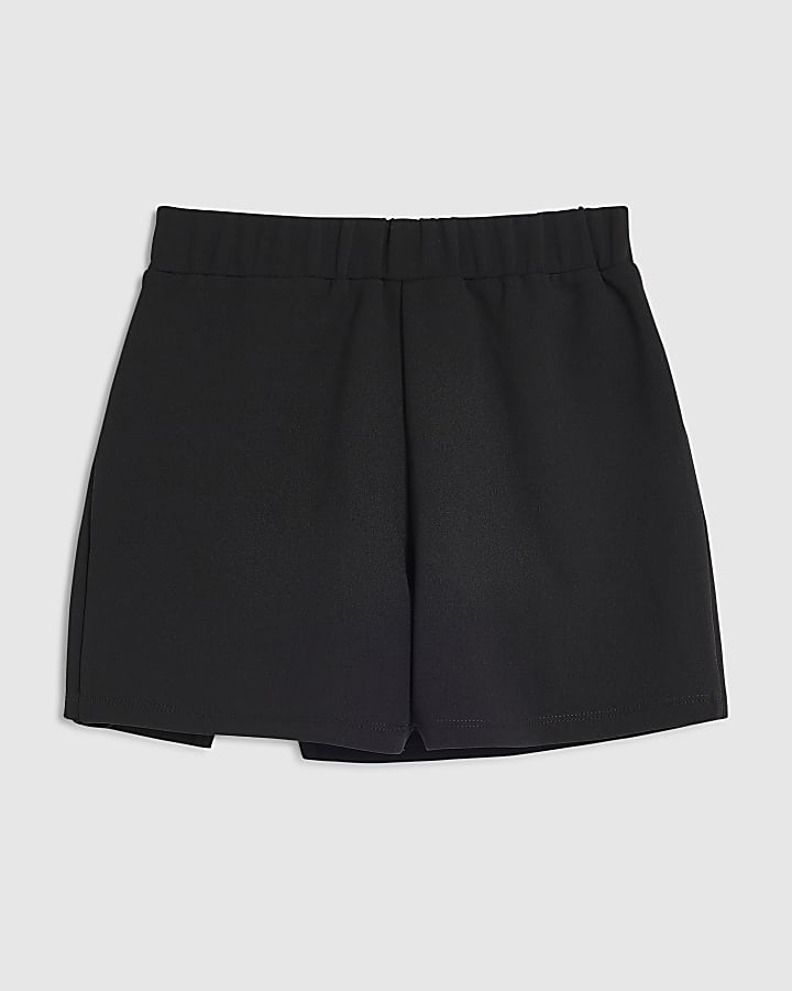 Girls Black Textured Bow Skort