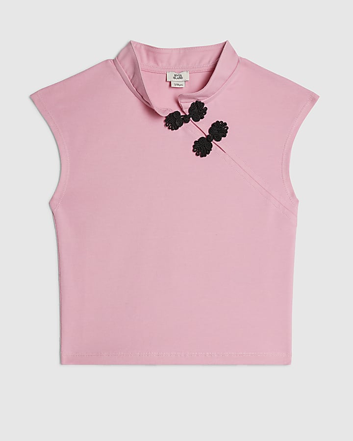 Girls Pink Frogging Detail Top