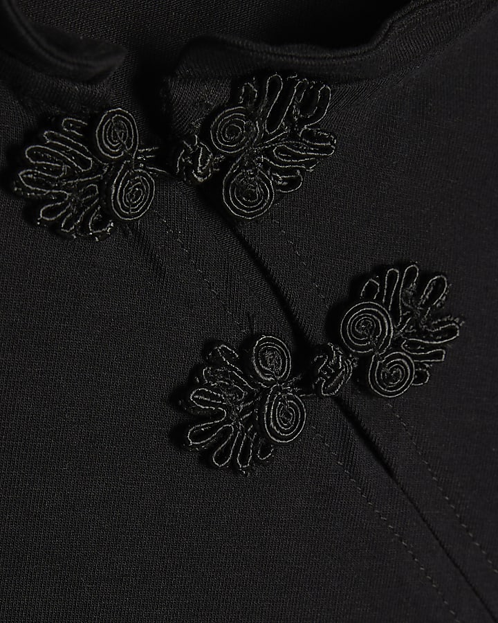 Girls Black Frogging Detail Top