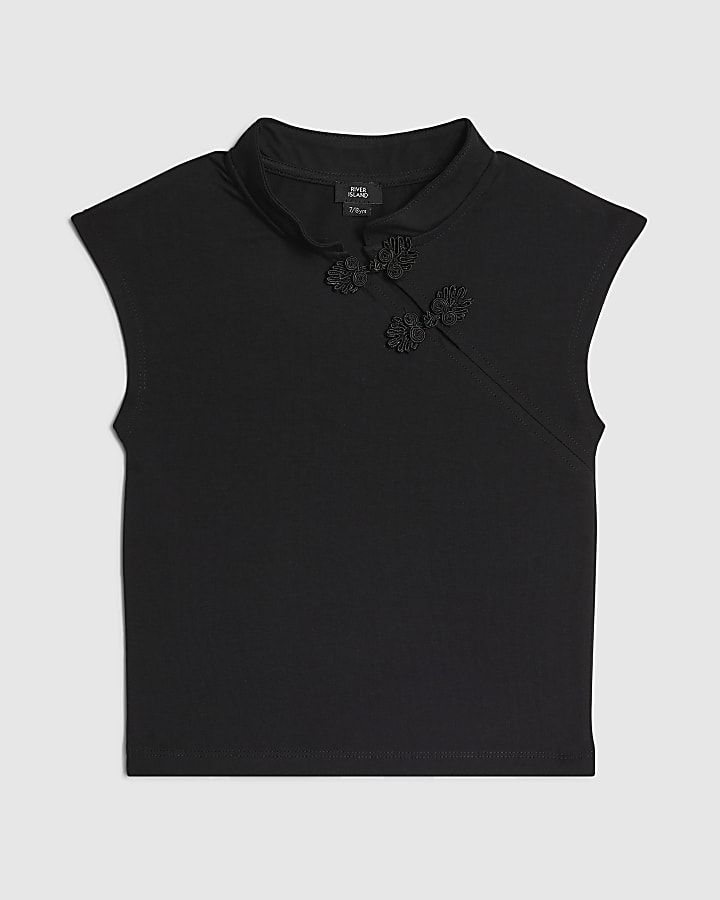 Girls Black Frogging Detail Top
