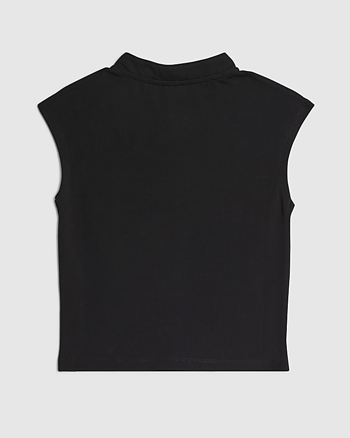 Girls Black Frogging Detail Top