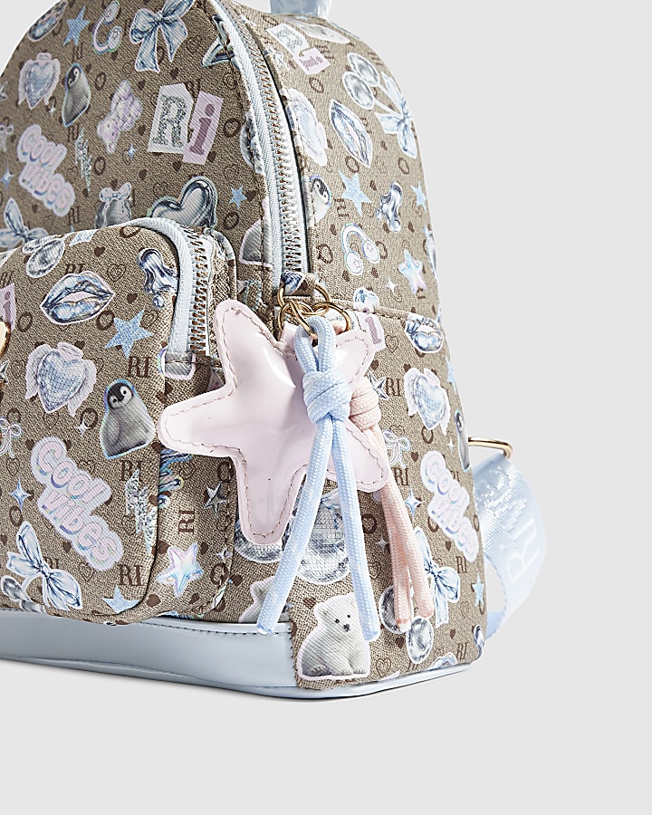 Girls Brown Icy Monogram Backpack