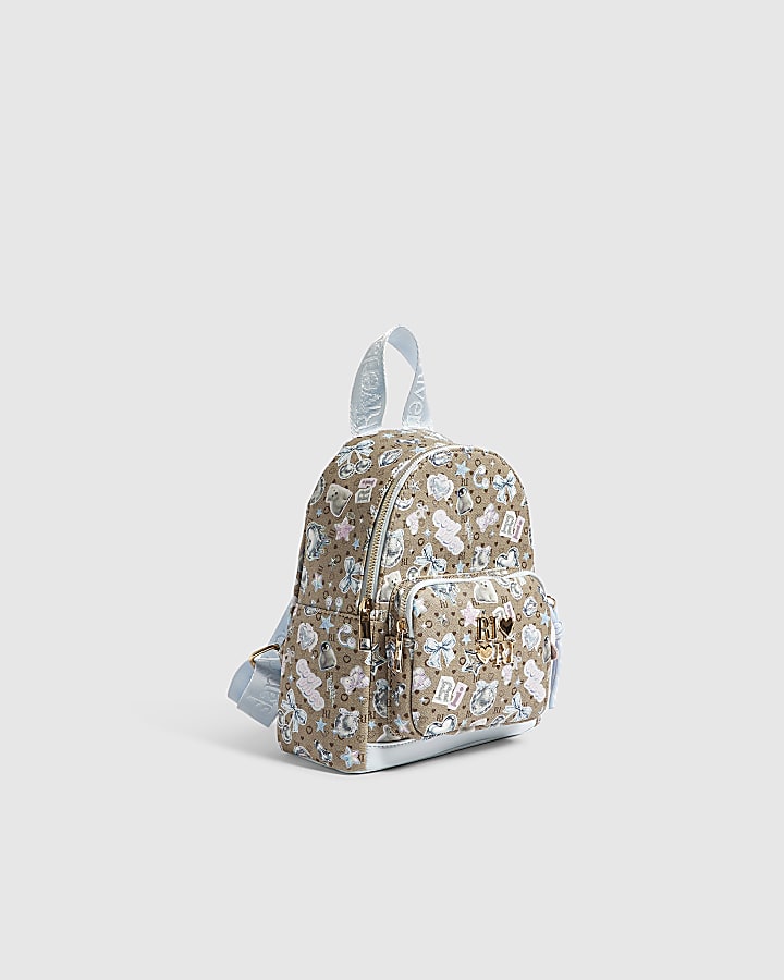 Girls Brown Icy Monogram Backpack