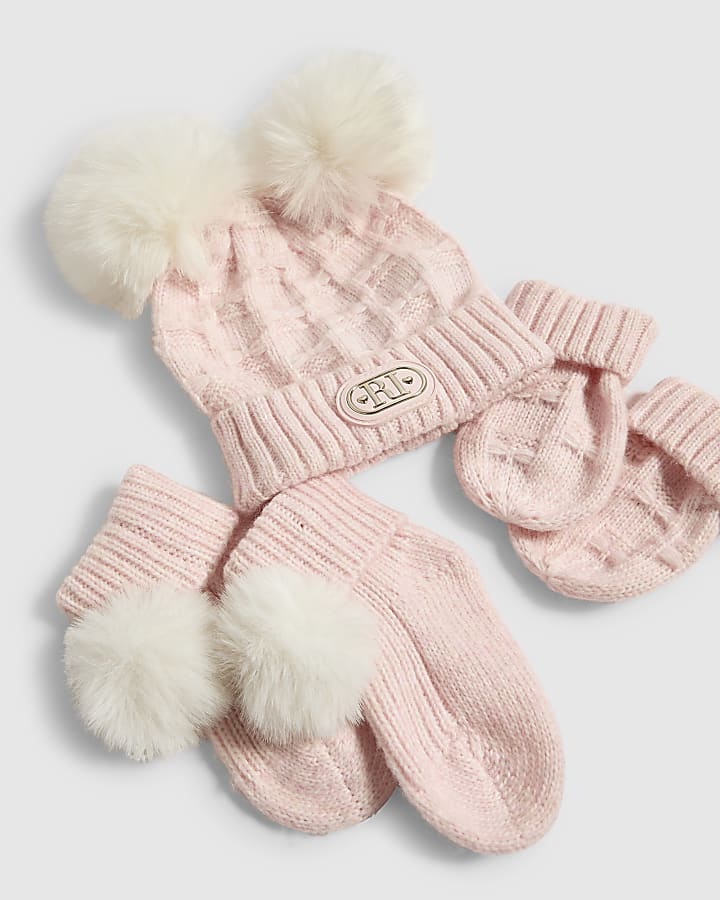 Baby Girls Pink Beanie Bundle