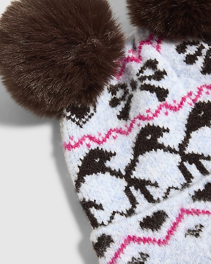 Mini Girls Blue Ski Fairisle Beanie Hat