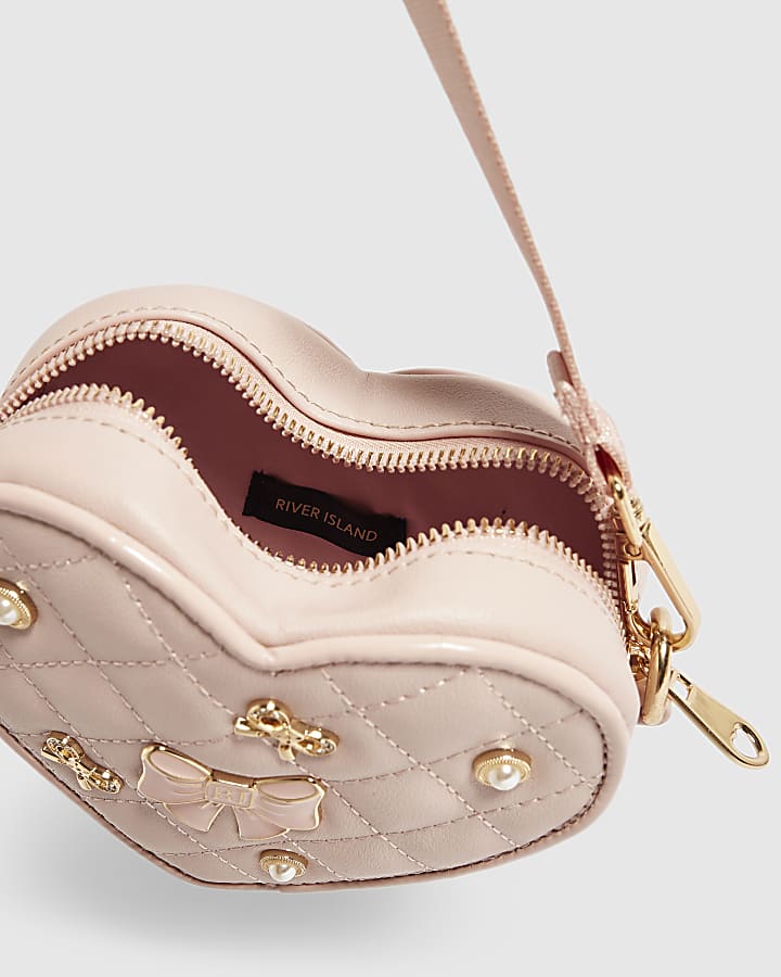 Girls Pink Heart Quilted Bag