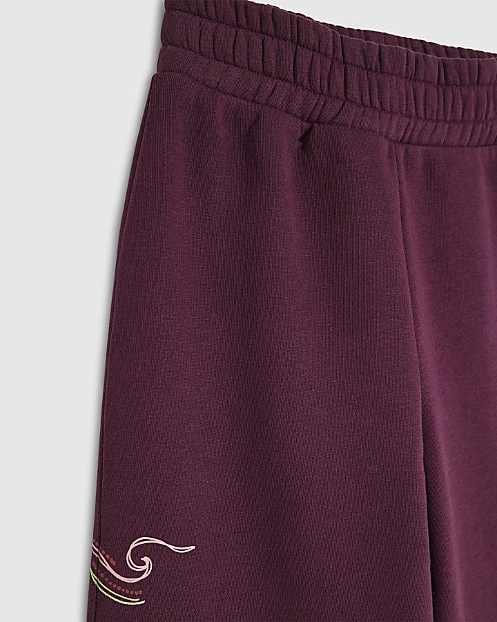 Girls Purple Quirky Icon Wide Leg Joggers