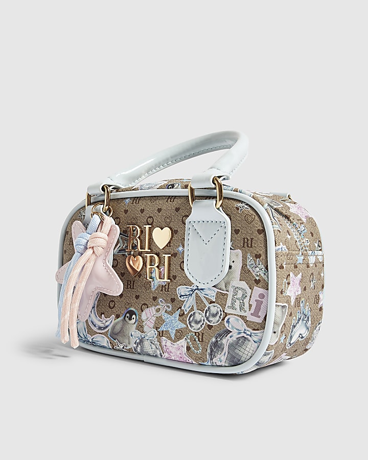 Girls Brown Icy Monogram Mini Bowler Bag