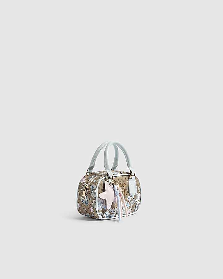 Girls Brown Icy Monogram Mini Bowler Bag