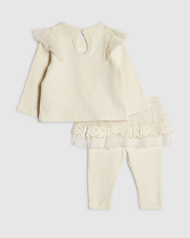 Baby Girls Cream Tulle Leggings Set