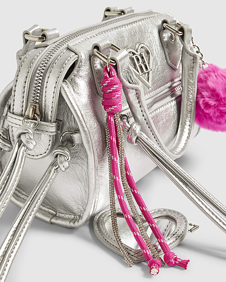 Girl Silver Multi Charm Cross Body Bag