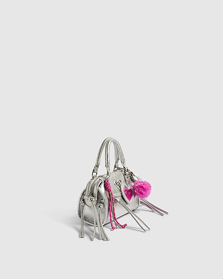 Girl Silver Multi Charm Cross Body Bag