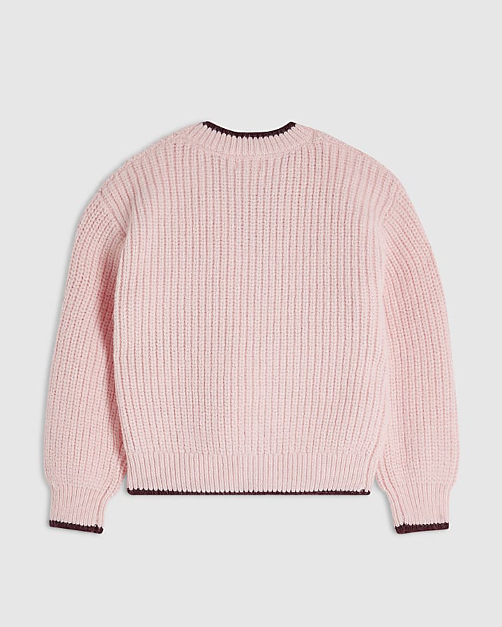 Mini Girls Pink Velvet Bow Cardigan