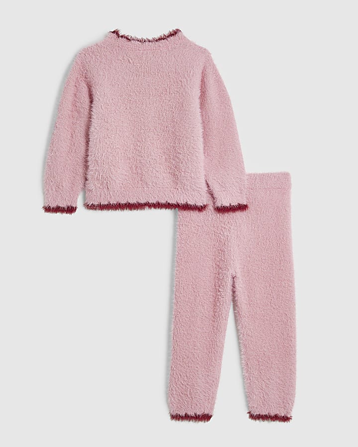 Baby Girls Pink Fluffy Cardigan Set