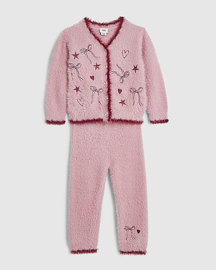 Baby Girls Pink Fluffy Cardigan Set