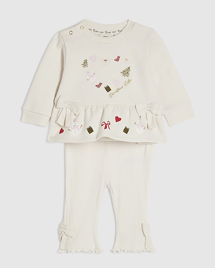 Baby Girls Cream Novelty Peplum Bodysuits Set