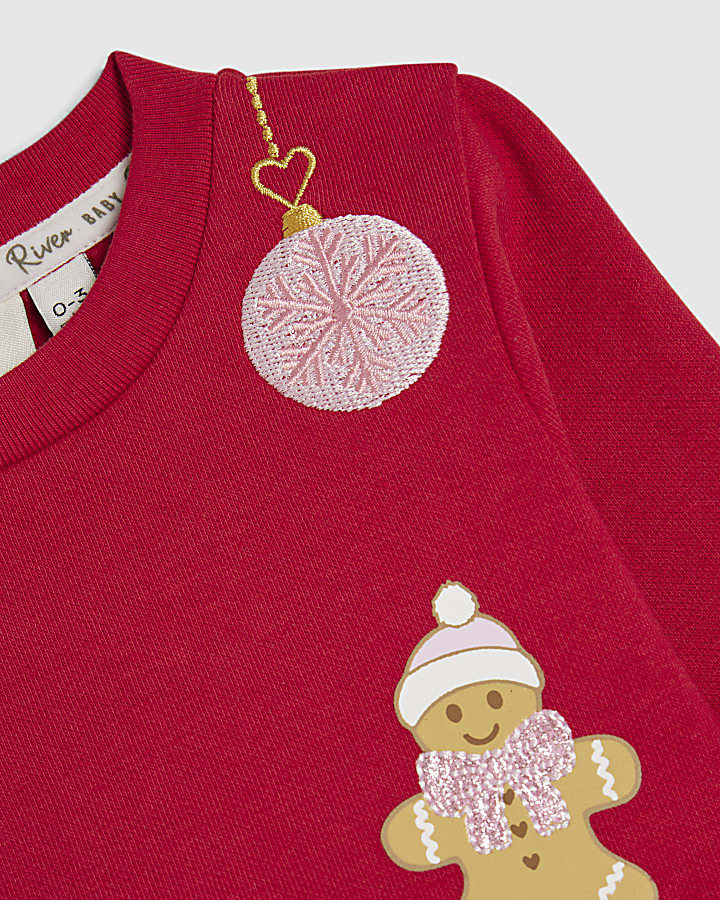 Baby Girls Red Christmas Novelty Peplum Set
