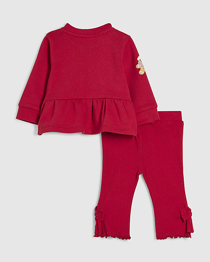 Baby Girls Red Christmas Novelty Peplum Set