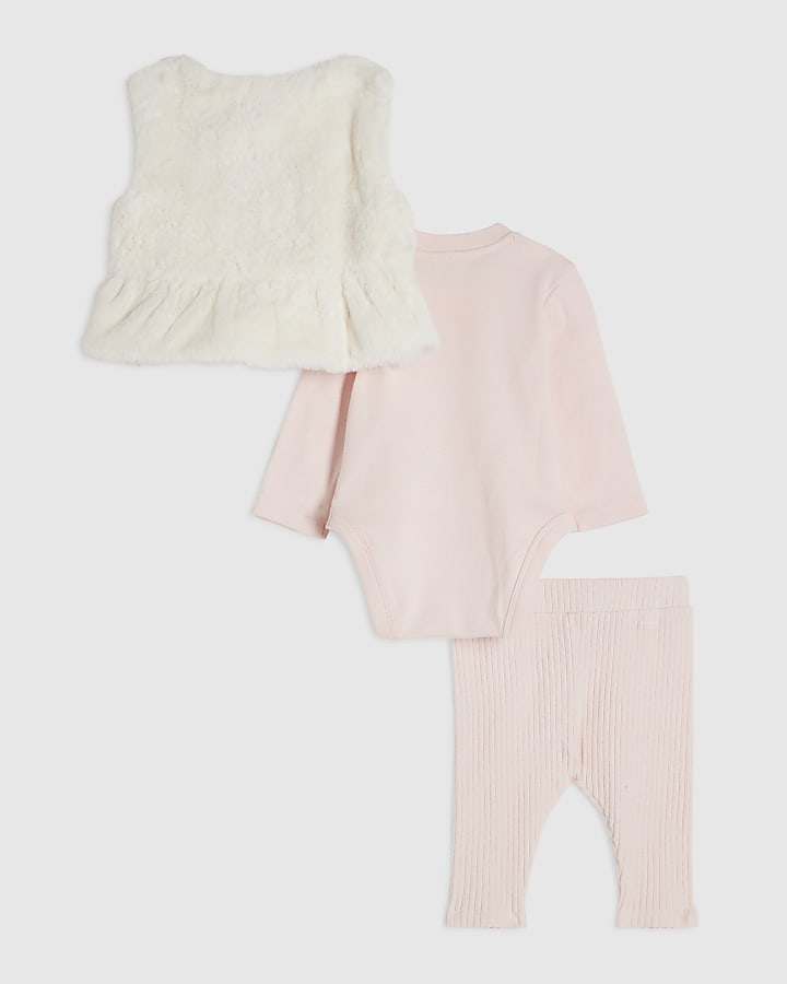 Baby Girls Pink Fur Gilet Set