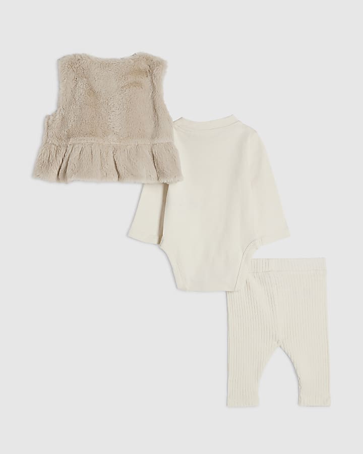 Baby Girls Pink Fur Gilet Set