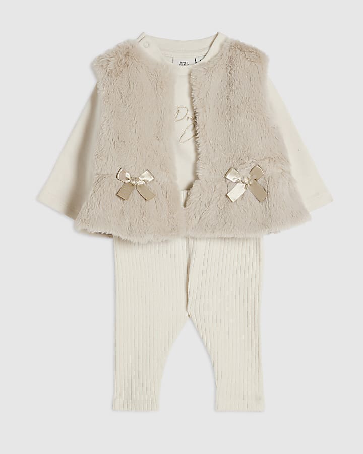 Baby Girls Pink Fur Gilet Set