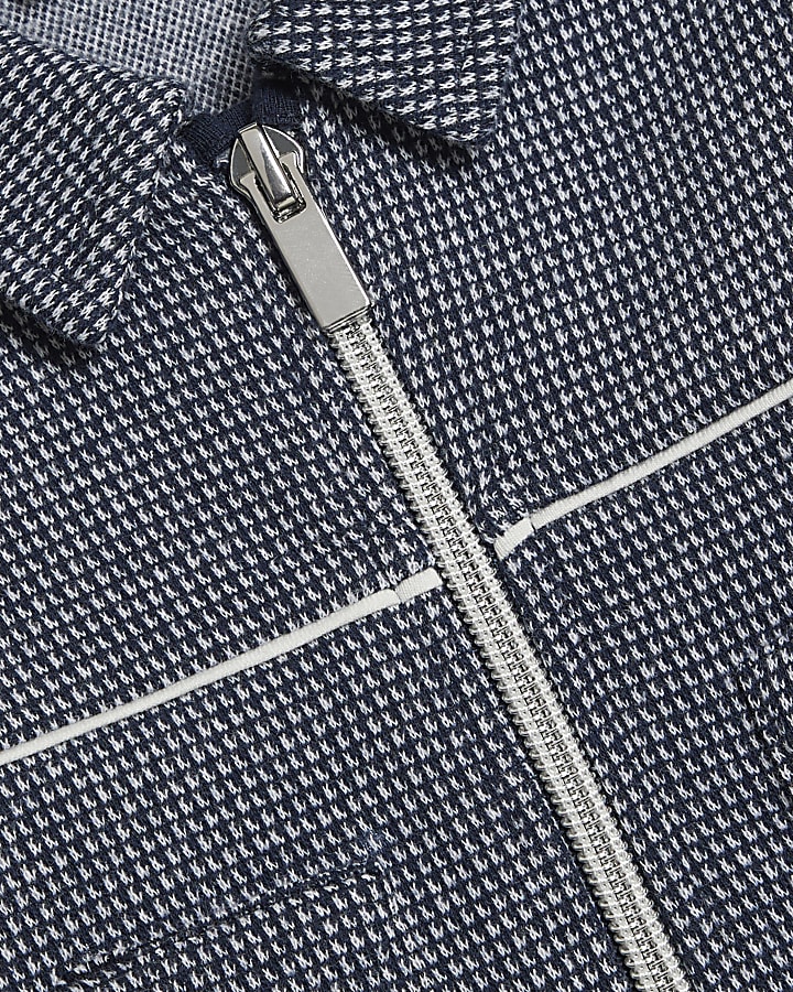 Baby Boys Navy Jacquard Shacket Set