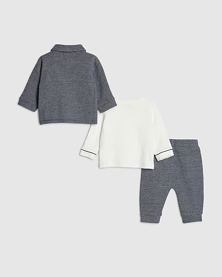 Baby Boys Navy Jacquard Shacket Set