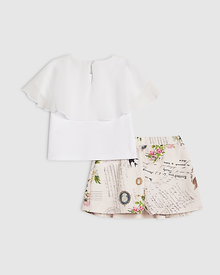 Mini Girls Pink Abstract Top and Skirt Set
