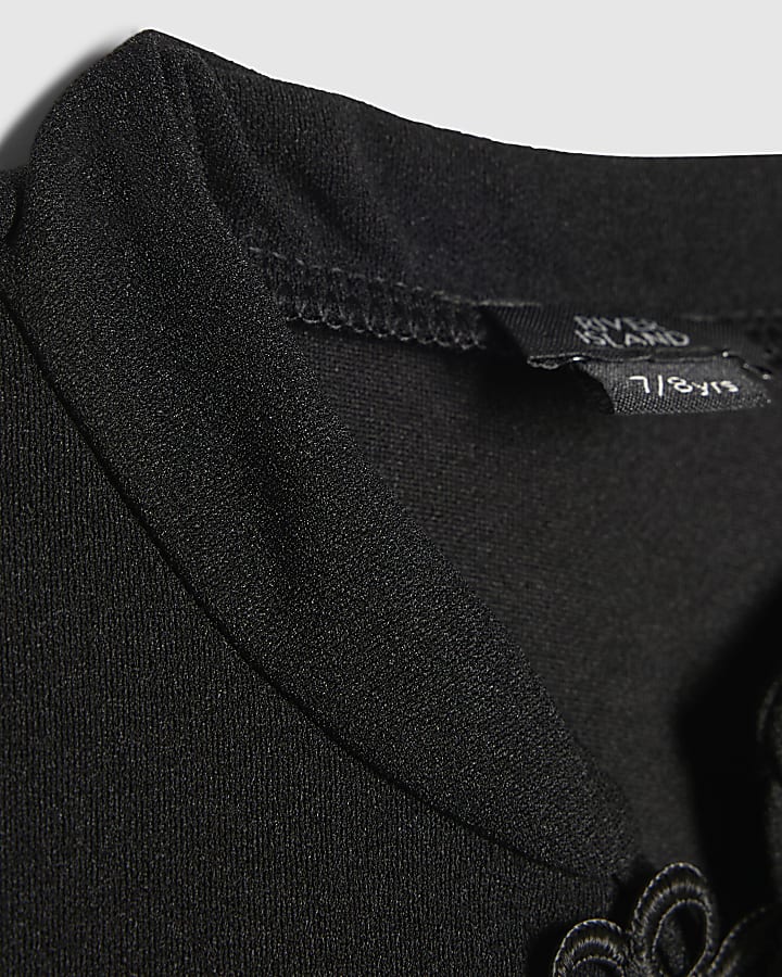 Girls Black Premium Frogging Detail Top