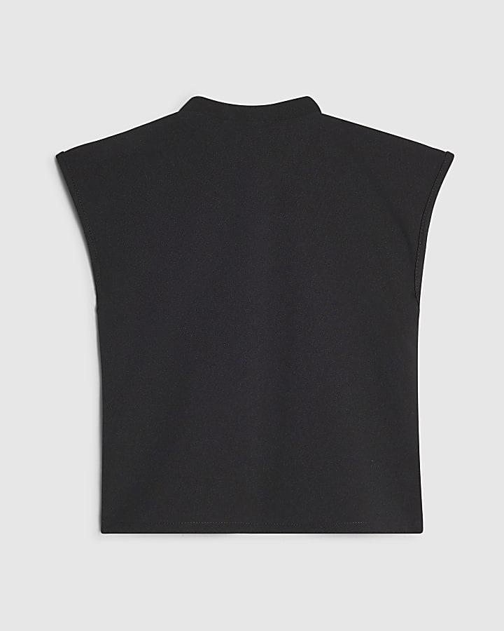 Girls Black Premium Frogging Detail Top