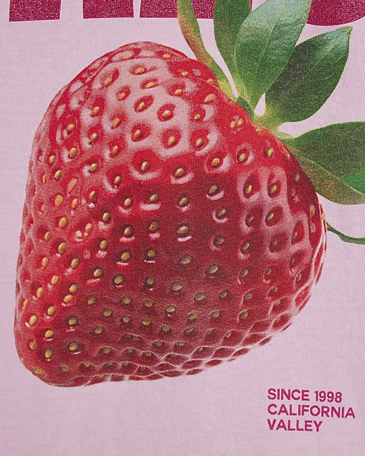 Girls Pink Glitter Fresha Strawberry T-Shirt