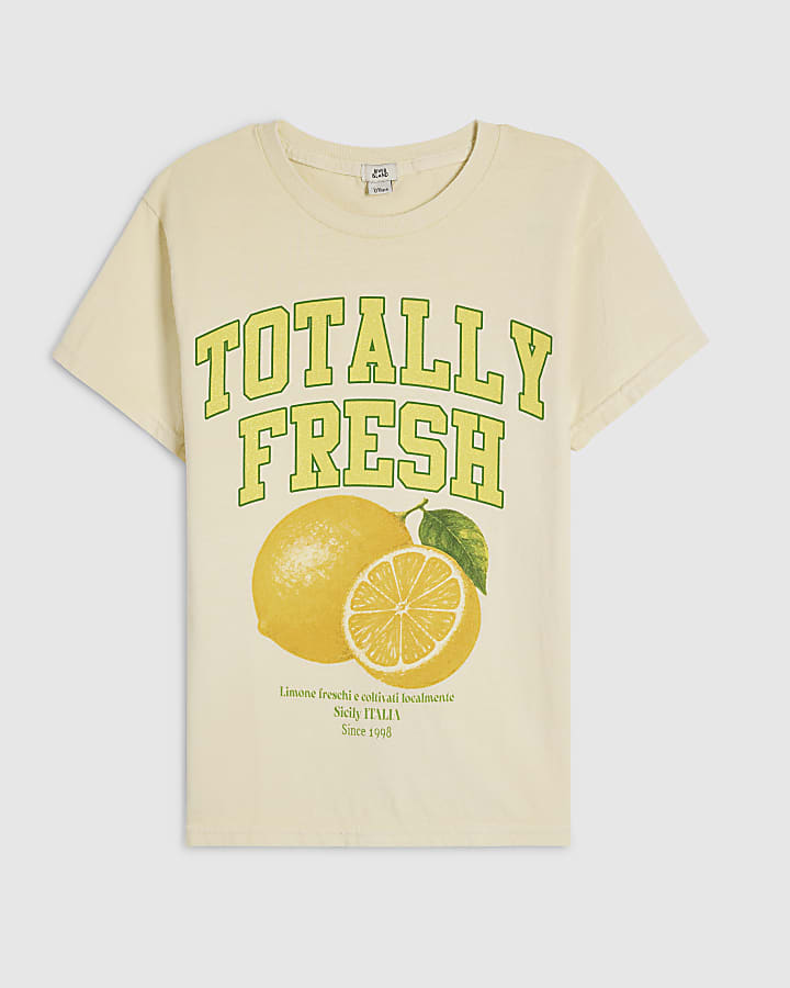 Girls Yellow Totally Fresh Lemon T-Shirt