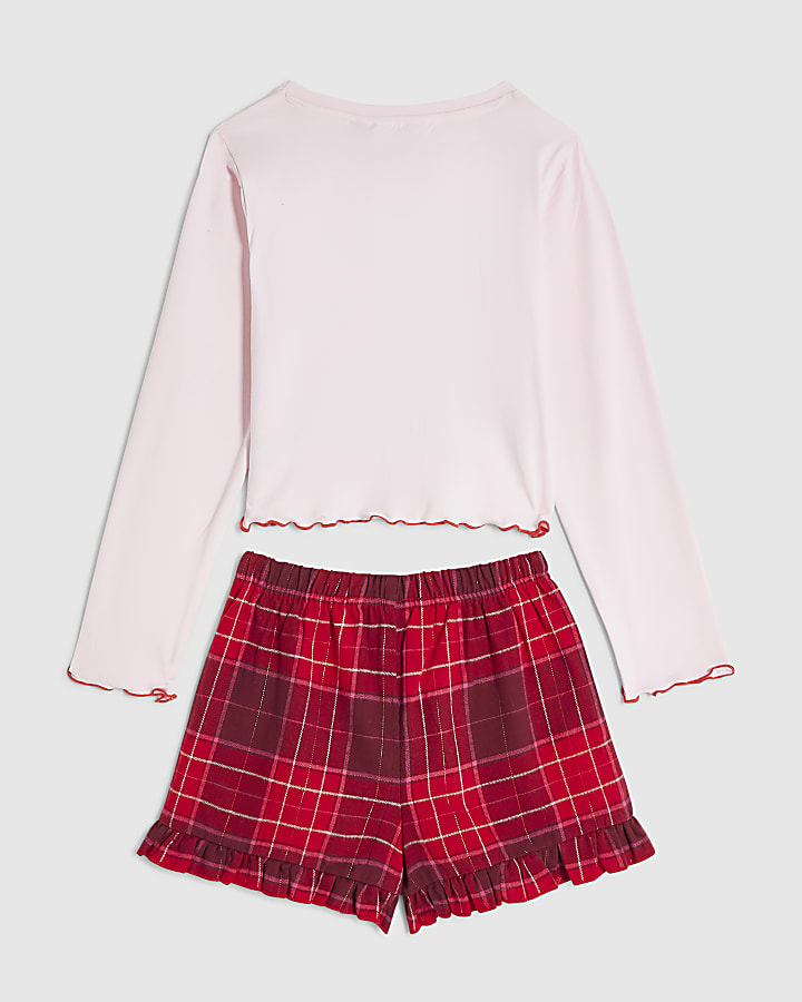 Girls Pink Christmas Daschund Graphic Pyjamas