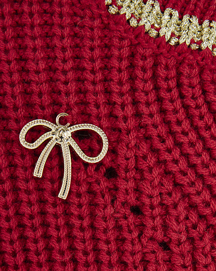 Girls Red Charm Jumper