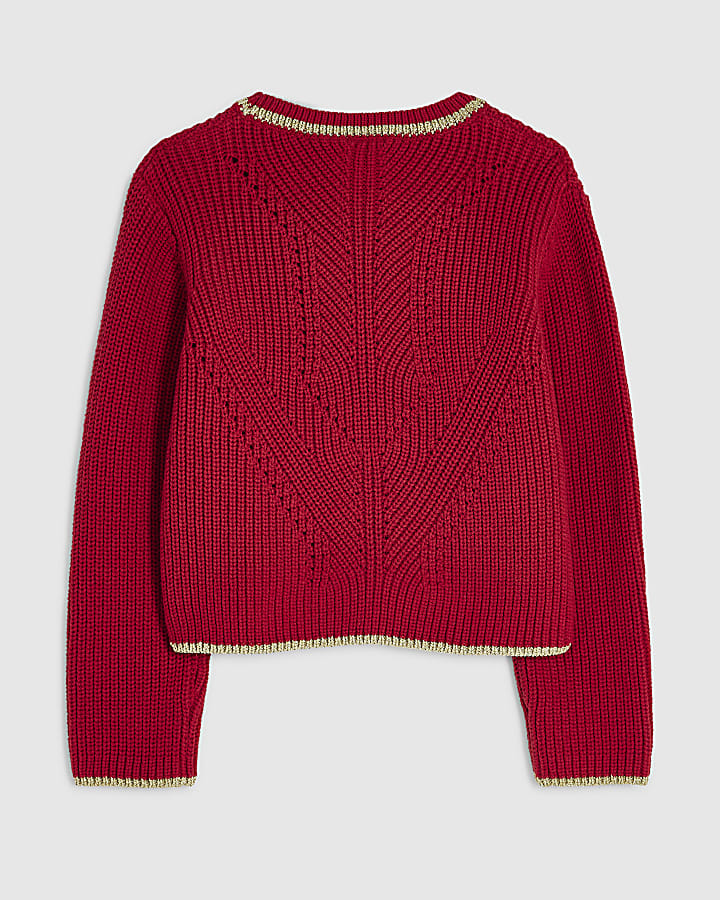 Girls Red Charm Jumper
