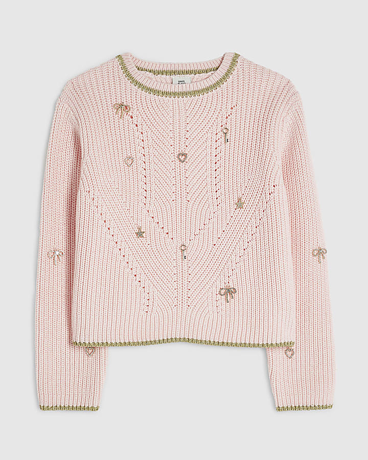 Girls Pink Charm Jumper