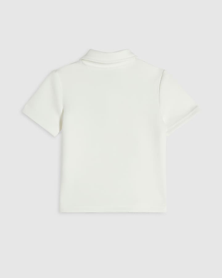 Mini Boys White Premium Polo Shirt