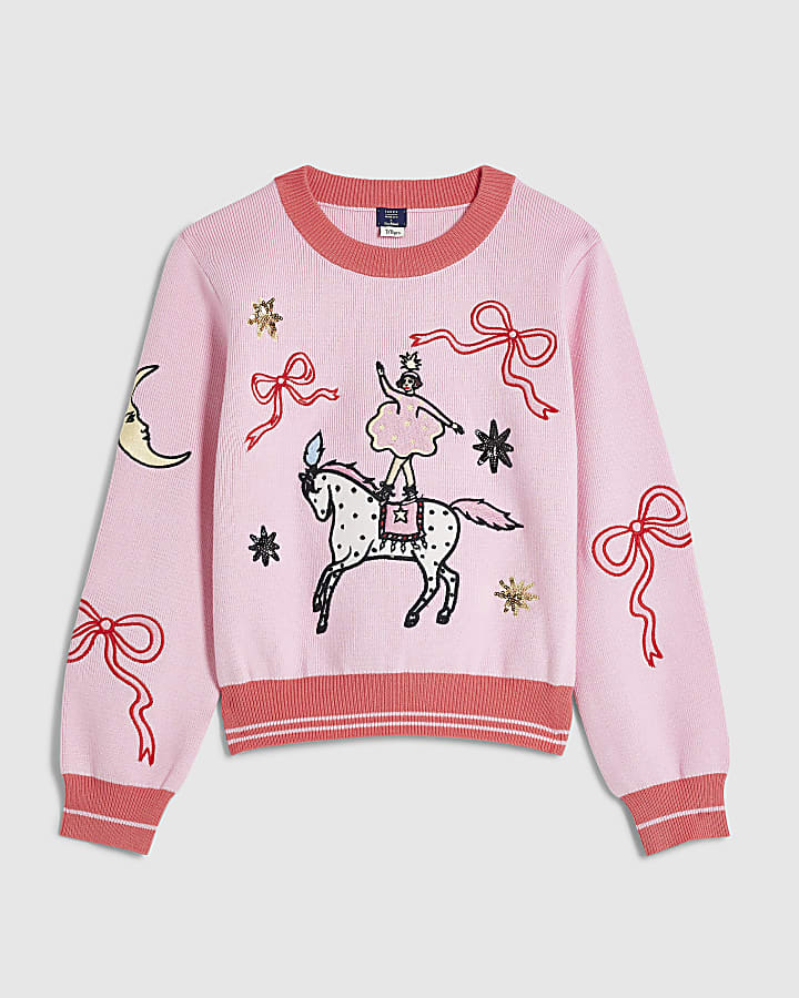 Girls Pink Circus Jumper
