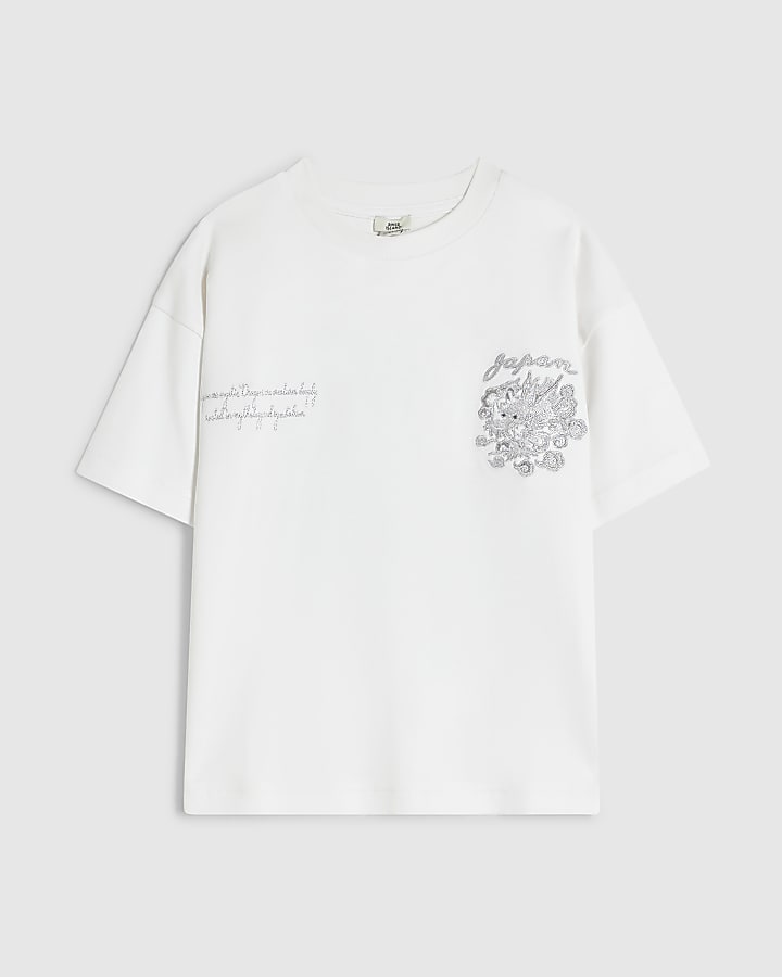 Boys White Japanese Lurex Tee