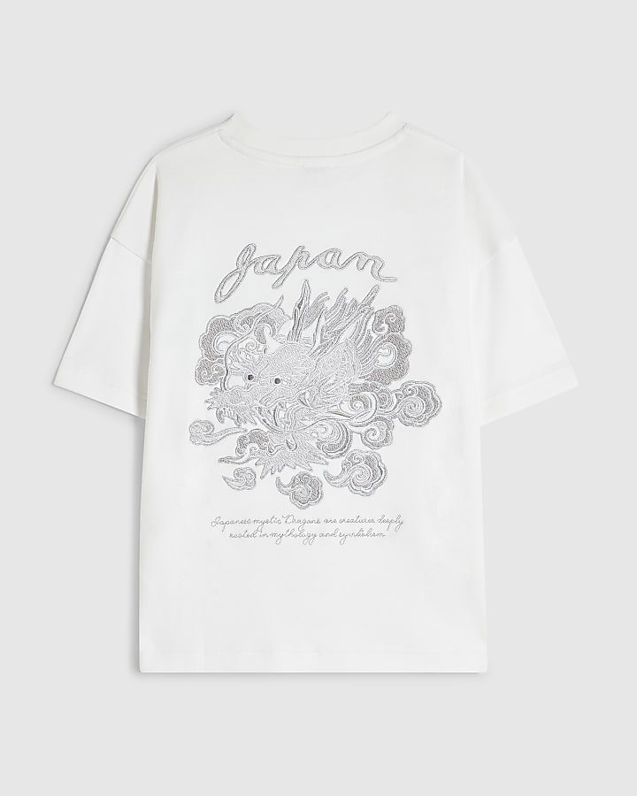 Boys White Japanese Lurex Tee