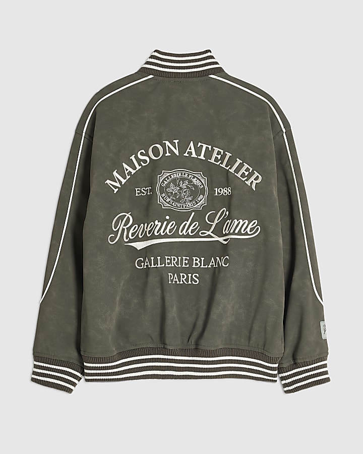 Boys Grey Nubuck Bomber Jacket