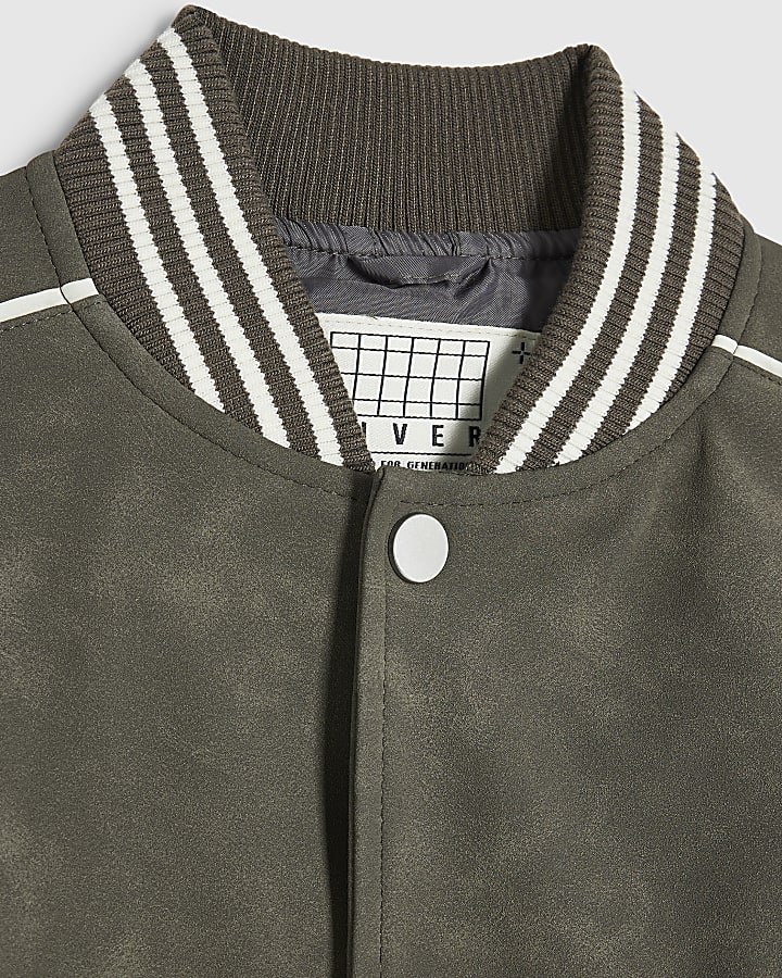 Boys Grey Nubuck Bomber Jacket