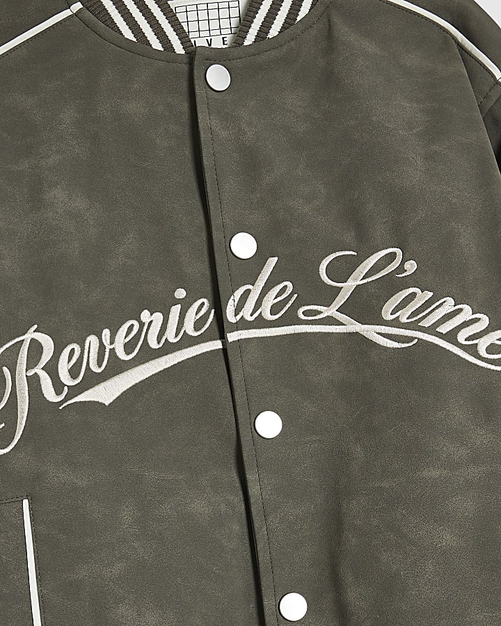Boys Grey Nubuck Bomber Jacket