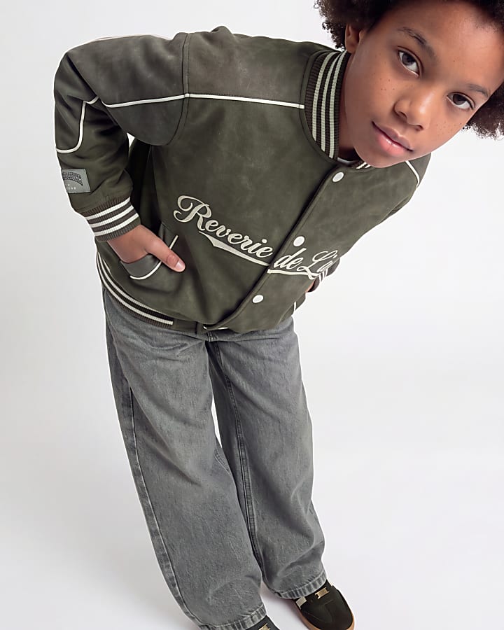 Boys Grey Nubuck Bomber Jacket