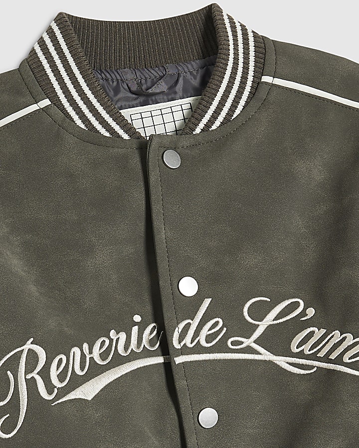 Mini Boys Grey Nubuck Bomber Jacket