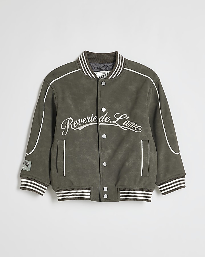 Mini Boys Grey Nubuck Bomber Jacket