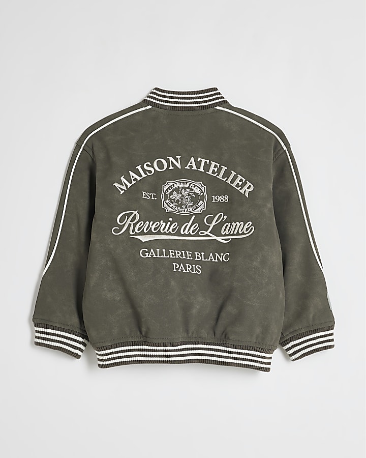 Mini Boys Grey Nubuck Bomber Jacket